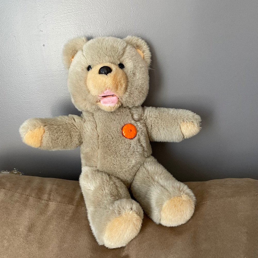 Vintage S.R.M. Company Inc 17" Talking Plush Bear Moving Mouth